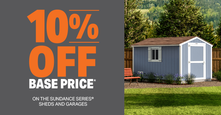 10% off base price* – tuff shed